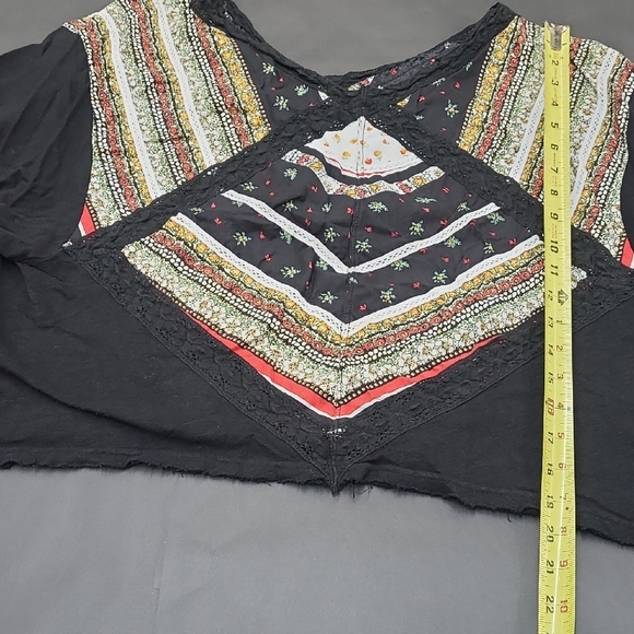 Free People Bohemian Black Multicolor Women's Top Size S - Picture 2 of 7